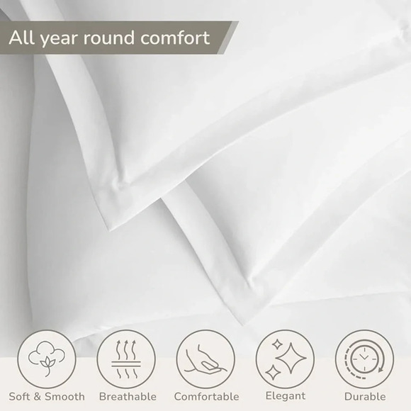 100% Egyptian Cotton Duvet Cover Set Queen/Full Size 600 Thread Sateen Weave - Picture 5 of 12